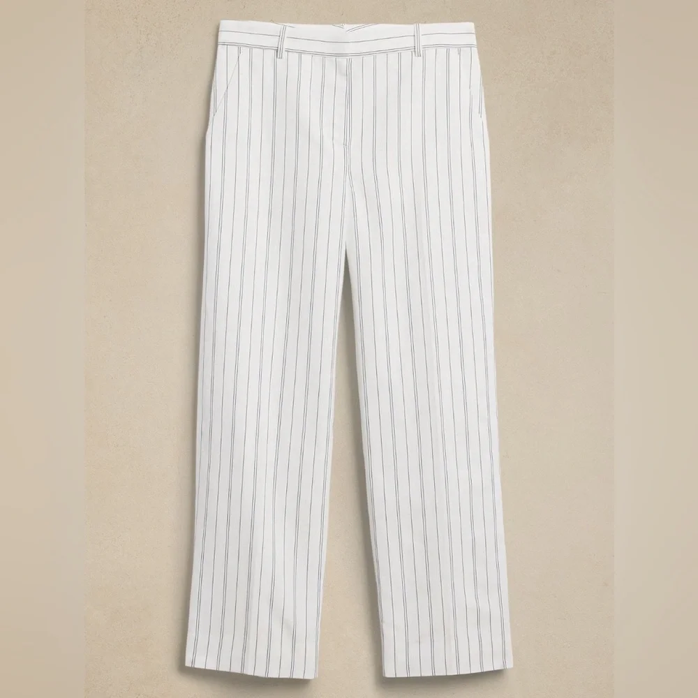 NWT Banana Republic Laguna Pinstripe Straight Ankle Pants Size 10 Long.